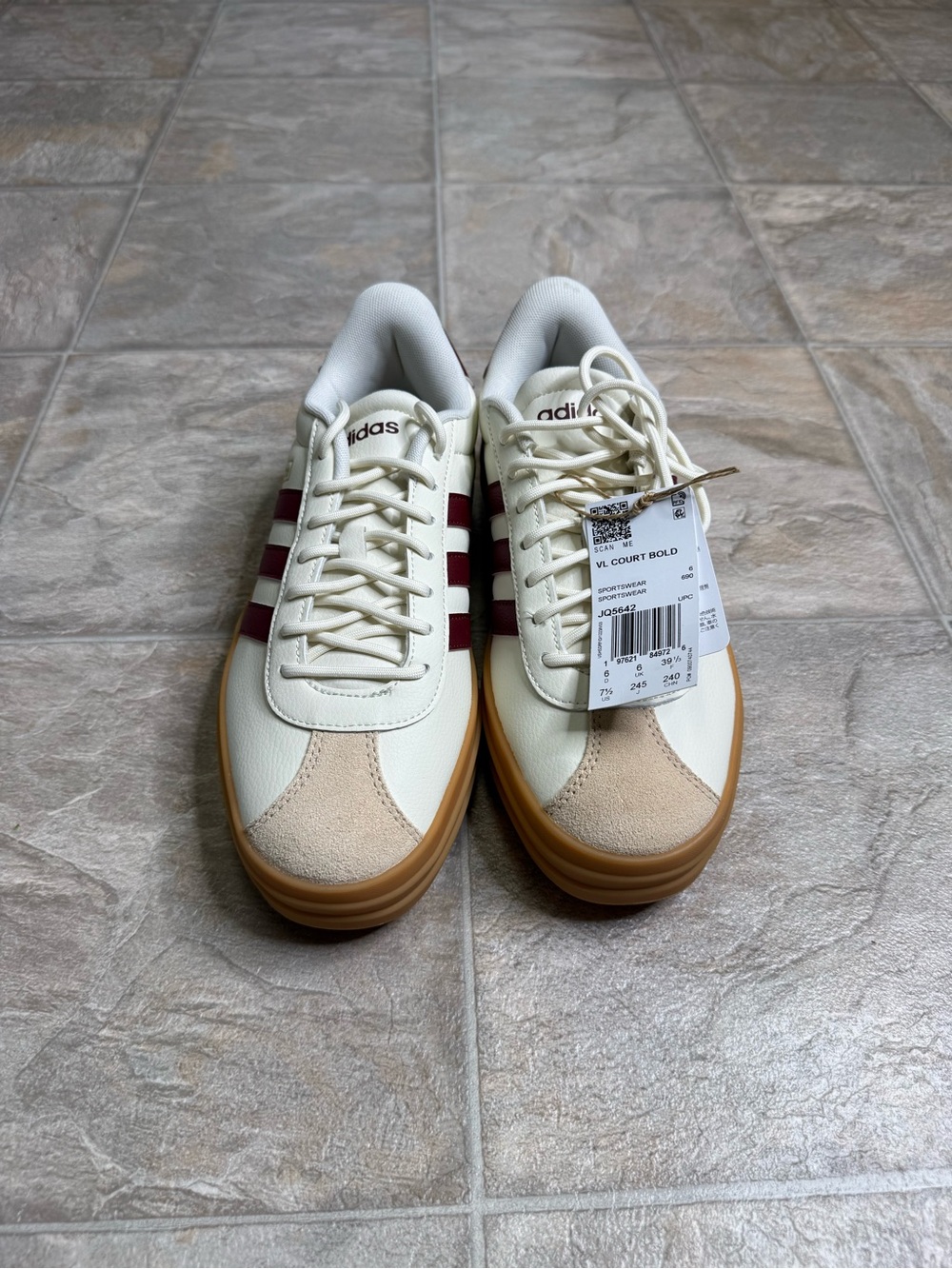 Addias VL Court Bold Women’s Shoe Size 7.5 Cream JQ5642 NWT - Picture 2 of 8